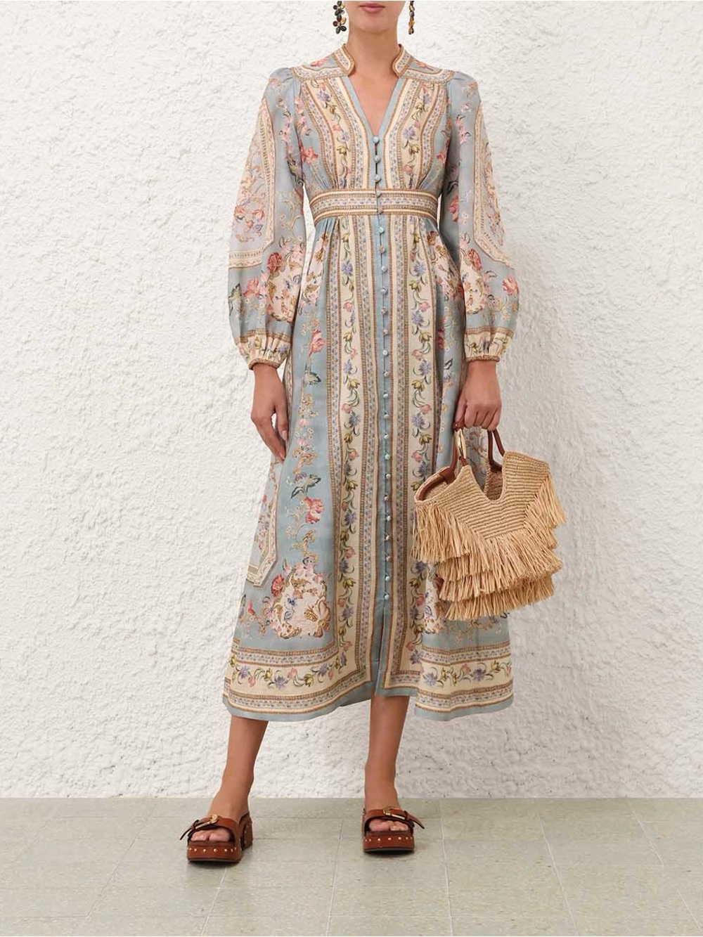 ZIMMERMANN ROSELIGHT PLUNGE MIDI DRESS - Picture 1 of 11